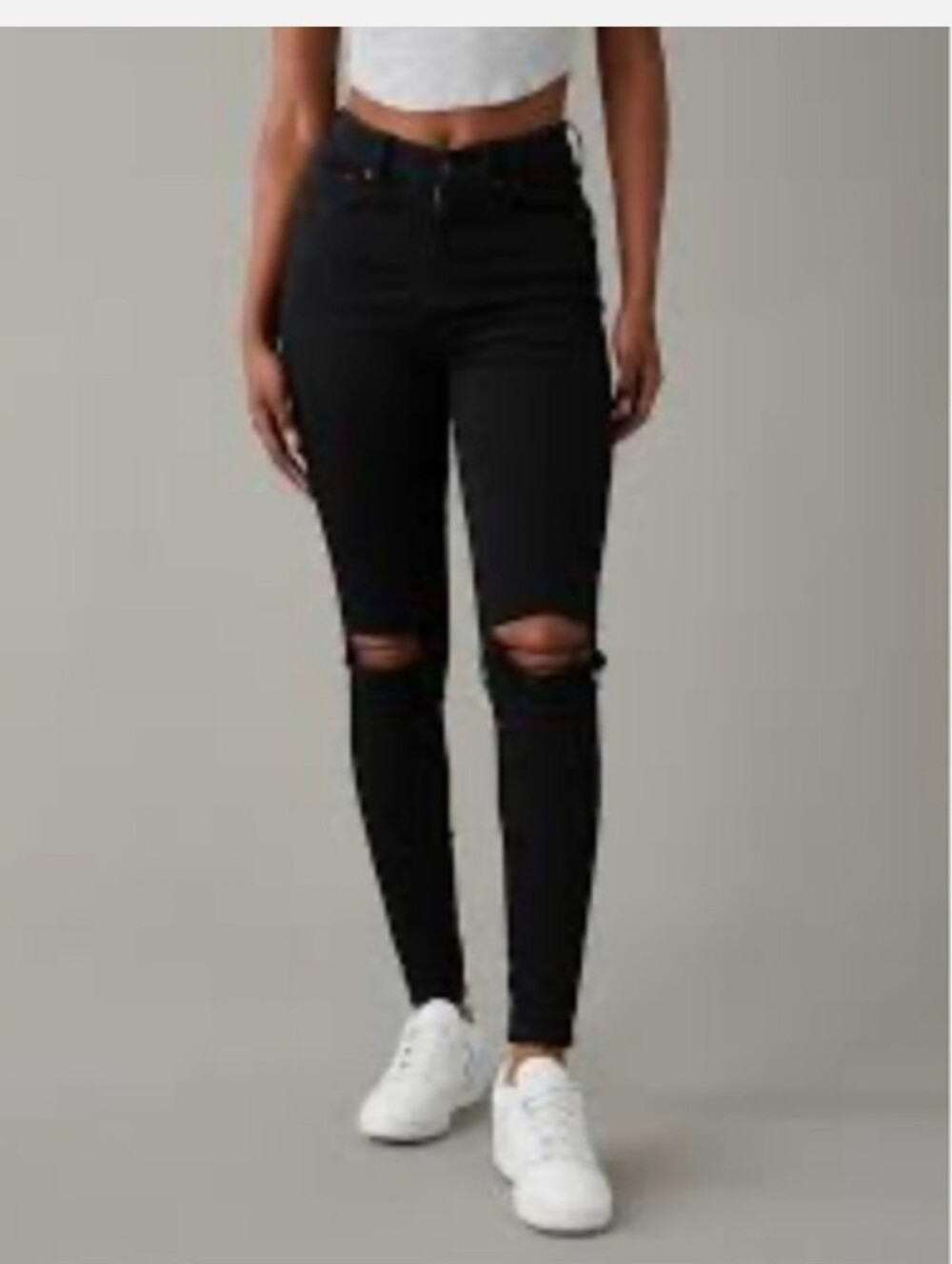 American Eagle Outfitters Distressed Jeggings Black Ripped Skinny Jeans